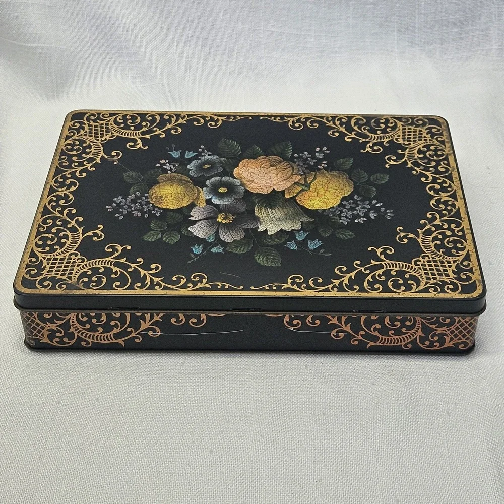 VTG Collectible Tin Box Confections Candy Barringer Wallis and Manners Flowers‎